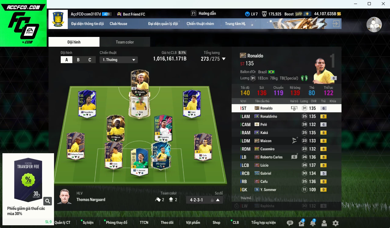 Brazil mix Real Madrid 1.016.160b dư 44.100b có Ronaldo BDO+6, Lúcio CC, Maicon BDO, Gabriel 25TS, Kaká LN, Pelé ICON+6, Carlos CC, Ronaldinho LN, Cafu CC, Casemiro BTB, Carvajal DC(bù) . HLV Xịn
